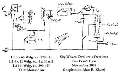 Schaltbild Sky Waves Detektor, von Franz Gysi
