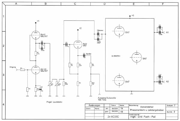 Vorverstärker, Phasenumkehr und Leistungstreiber: 
Blatt Nr.3