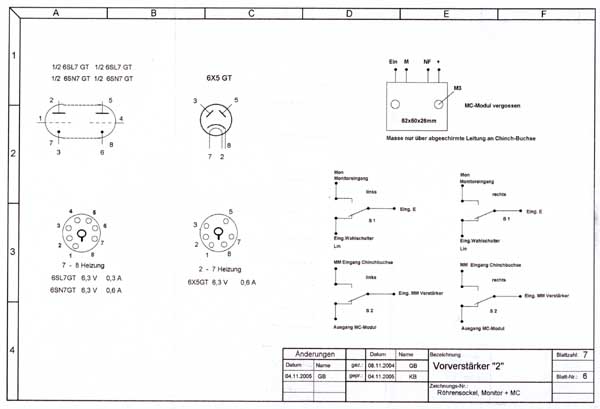 Röhrensockel, Monitor und MC-Beschaltung