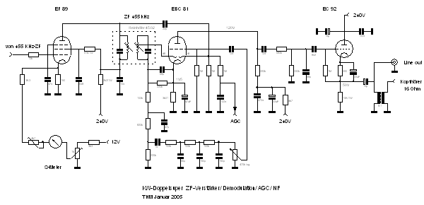 Schaltplan ZF-Verstärker, Demodulator, AGC, NF