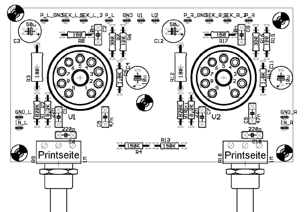 Bestückung der Verstärkerplatine