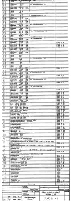 Stückliste zum  Verdrahtungs-Verdrahtungs-Schaltbildes Neuberger 
RPM 370