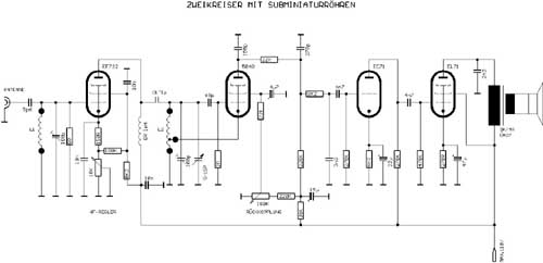 Schaltbild des Subminiaturröhren-Empfängers