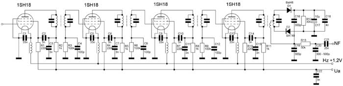 Schaltbild ZF-Verstärker mit der 1SH18