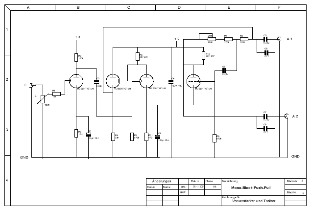 Vorverstärker, Phasenumkehr und Leistungstreiber: Blatt Nr. 6