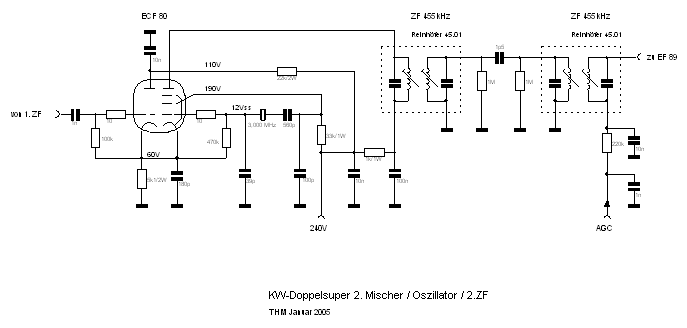 Schaltplan 2. Mischer, Oszillator, 2. ZF