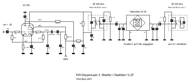 Schaltplan 2. Mischer, Oszillator, 2.ZF