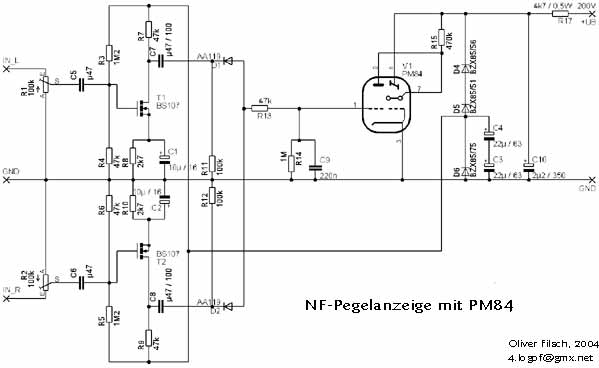 Schaltbild KH-Amp mit Pegelanzeige