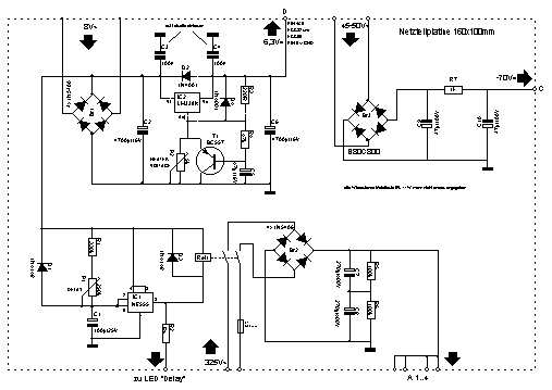 Schaltbild des Netzteils zum Grommes-Parallel-Gegentakt-Verstärker