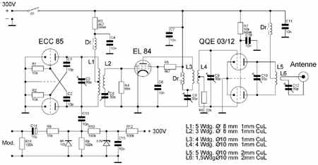Schaltbild des 10-Watt-UKW-Senders