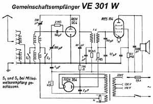 Volksempfänger VE 301 W,  mit 
REN 904, RES164, RGN354